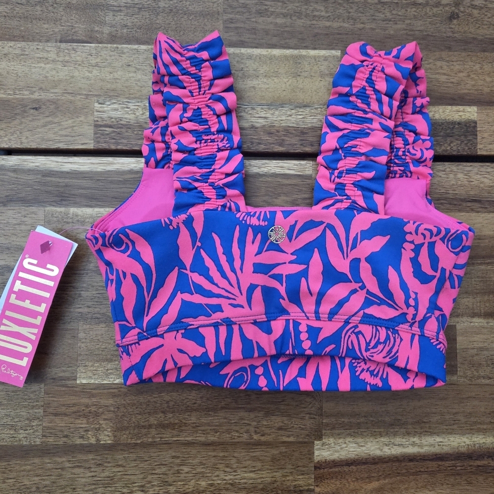Lilly Pulitzer Karena Ruffle Sports Bra Flocking to Paradise - Picture 6 of 8